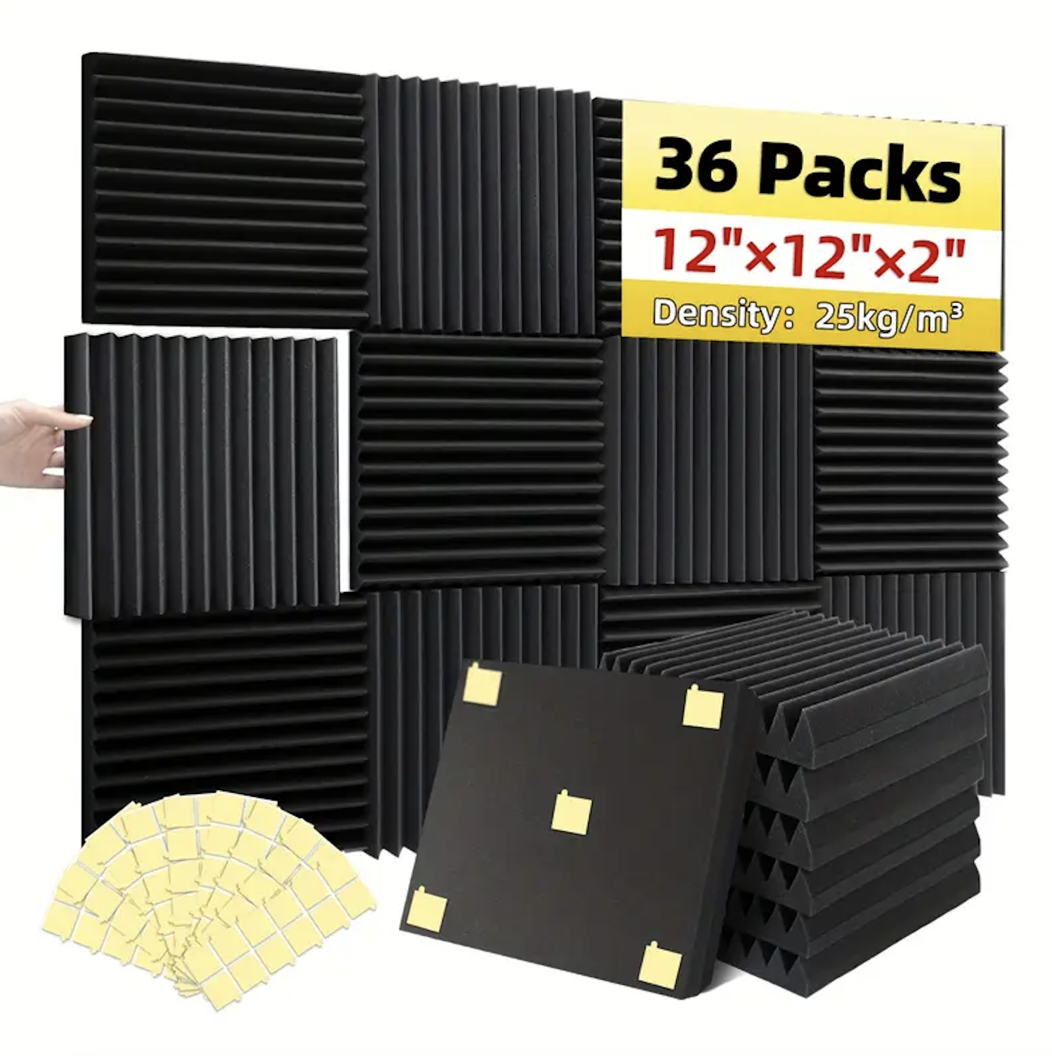 Sound Proofing Acoustic Foam Panels 12" x 12" x 2"