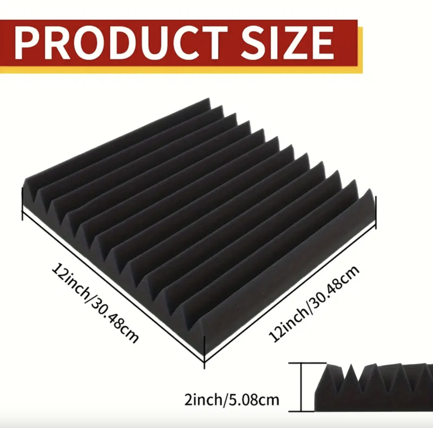 Sound Proofing Acoustic Foam Panels 12" x 12" x 2" - Image 2